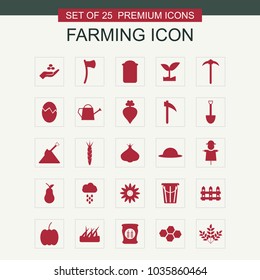Farming icons set red