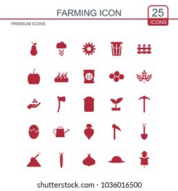 Farming icons set red