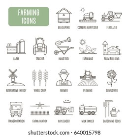 Farming icons. Set of vector pictogram for web graphics