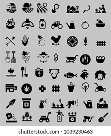 Farming icons sets with silhouettes design.
