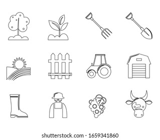 Farming Icons. Vector Graphics Are Good For Agriculture, Plantations, Etc.