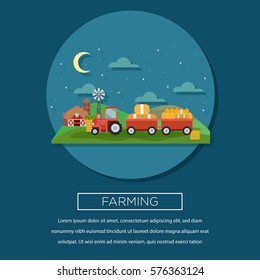Farming illustration poster in flat design 