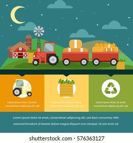 Farming illustration poster in flat design 