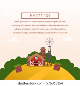 Farming illustration poster in flat design 