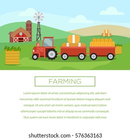 Farming illustration poster in flat design 