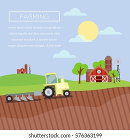 Farming illustration poster in flat design 