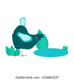 Farming industry vector illustration. Chiken in scandinavian style. Ecology concept. Organic farming.