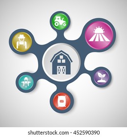 Farming infographic templates with connected metaballs, stock vector