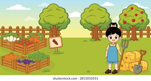 	
farming landscape background with animals illustration farmlife