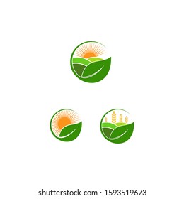 farming landscape logo. field vector