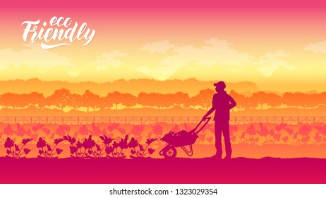 Farming life brochure card. Take care of the garden template land page wallapapers. cultivation of layout modern design