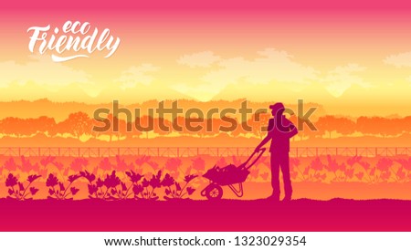 Farming life brochure card. Take care of the garden template land page wallapapers. cultivation of layout modern design