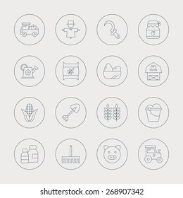 farming line icon set
