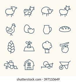 Farming line icons