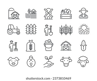 Farming line icons. For website marketing design, logo, app, template, ui, etc. Vector illustration.