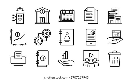 Conjunto de iconos lineales de agricultura. Agricultura, cultivos, agricultor, eco, naturaleza, tractor, cosecha, granero, ganado, rural, herramientas agrícolas, siembra, riego, conjunto de iconos de contorno de Vector. Paquete de iconos de línea delgada de interfaz de usuario