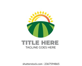 Farming Logo with a Farm and Sun