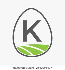 Farming Logo On Letter K Concept For Agriculture Symbol Vector Template