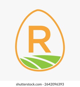 Farming Logo On Letter R Concept For Agriculture Symbol Vector Template