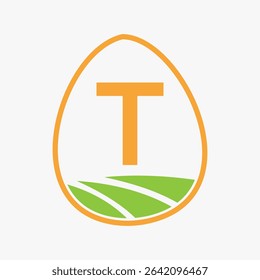 Farming Logo On Letter T Concept For Agriculture Symbol Vector Template