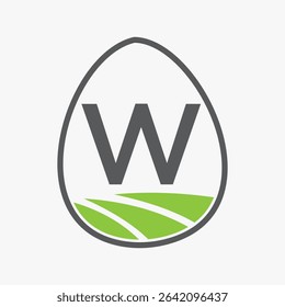 Farming Logo On Letter W Concept For Agriculture Symbol Vector Template