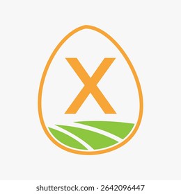 Farming Logo On Letter X Concept For Agriculture Symbol Vector Template
