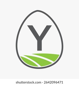 Farming Logo On Letter Y Concept For Agriculture Symbol Vector Template