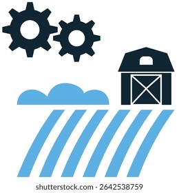 Farming management icon vector depicting efficient farm operations. Perfect for concepts of crop planning, resource allocation, smart farming, productivity, and sustainable agricultural practices.