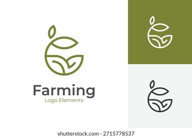 Diseño del logotipo de la hoja de la Naturaleza agrícola, planta verde Abstractas y campo del círculo para la agricultura y marca orgánica