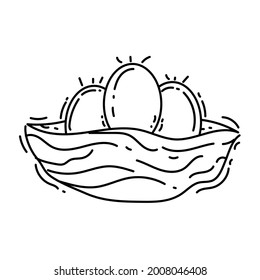 Farming nest egg icon. hand drawn icon set, outline black, doodle icon, vector icon design.