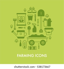 farming object tools line icon vector illustration flat design