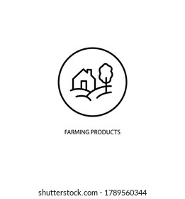 Farming organic products sticker and badge simple thin line icon vector illustration