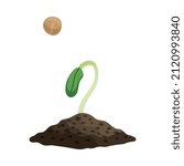 Farming organic vegetables composition with images of seed and sprout in ground vector illustration