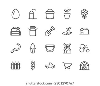 colección de iconos de esquema de cultivo. Elementos simples de línea delgada para web y aplicación. Paquete premium