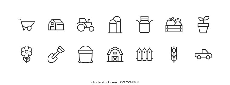 farming outline icon collection. Thin line simple elements for web and app. Premium pack