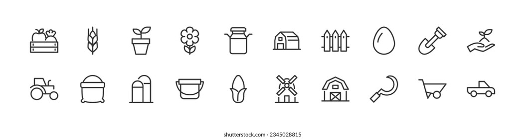 farming outline icon collection. Thin line simple elements for web and app. Premium pack
