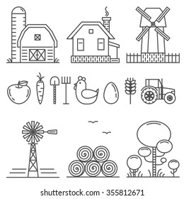 Farming Outline Icons Set
