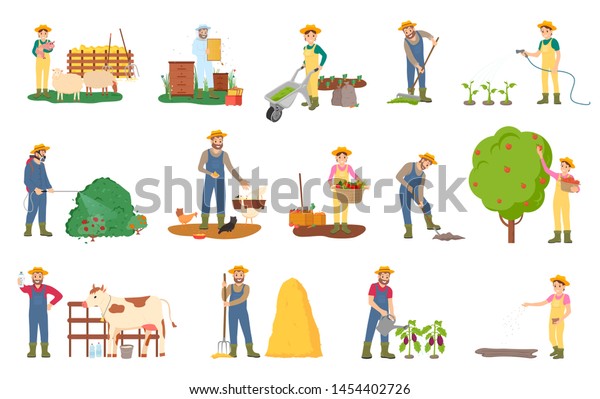 Farming People Vector Beekeeping Plantation Harvesting Stock Vector ...