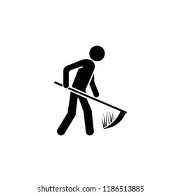 Farming person working on land with sickle. Set of isolated icons of people with rural tools.