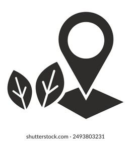 farming pin, green area location icon, flat vector illustration on white background