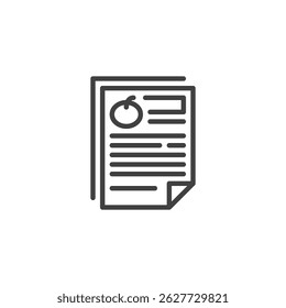 Ícone de linha de plano agrícola. sinal de estilo linear para conceito móvel e web design. Ícone de vetor da estrutura de tópicos de planejamento de coleta. Símbolo do Relatório sobre Agricultura, ilustração do logotipo. Gráficos vetoriais