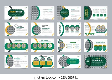 Farming presentation slide template or agriculture farming  presentation template vector layout, Organic Farming Minimal green Environment slide presentation template design