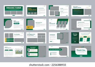 Farming presentation slide template or agriculture farming  presentation template vector layout, Organic Farming Minimal green Environment slide presentation template design