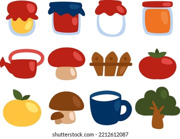 Farming products, illustration, vector on white background.