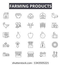 Farming products line icons for web and mobile design. Editable stroke signs. Farming products  outline concept illustrations