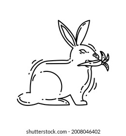 Farming rabbit icon. hand drawn icon set, outline black, doodle icon, vector icon design.