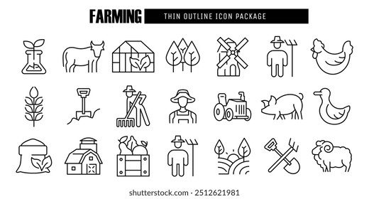 farming related thin outline icon vector design good for web and mobile app