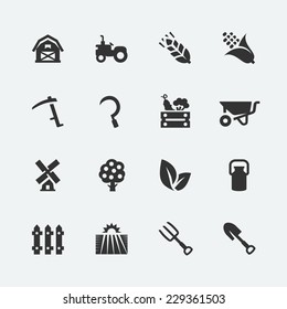 Farming related vector icons set