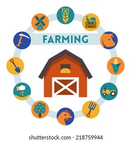 Farming related vector infographic, flat style
