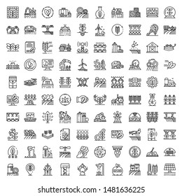 Farming robot icons set. Outline set of farming robot vector icons for web design isolated on white background